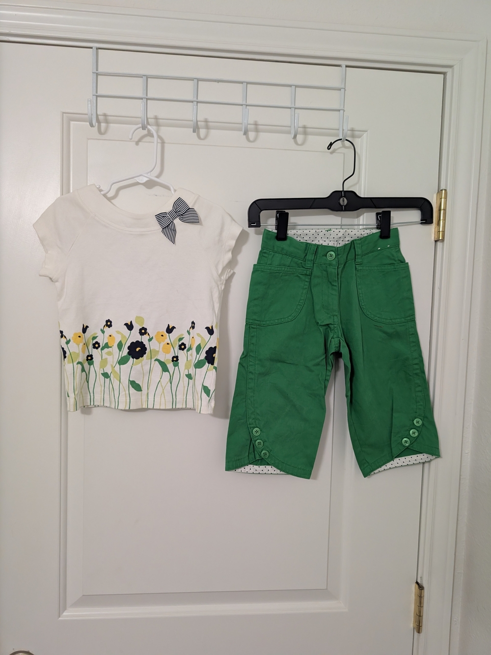 Gymboree Prep Club Girls Size 4 Floral Top Green Capri Pants Outfit Y2K